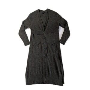 Banana Republic Cashmere Merino Wool Sweater Cardigan Duster XS Gray Open